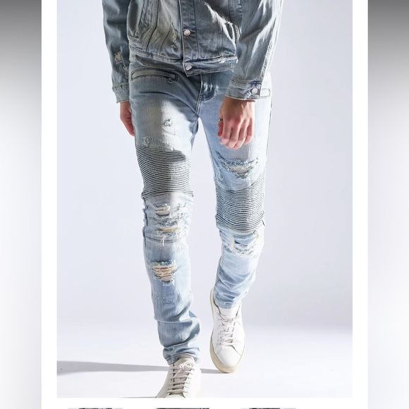 Embellish bike denim jeans